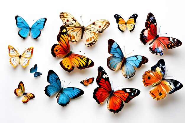 Butterflies on white background