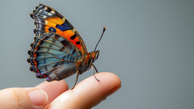 Photo a butterfly being held in someones hand