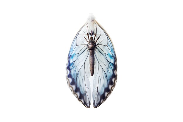 Butterfly cocoon hanging isolated on a white background