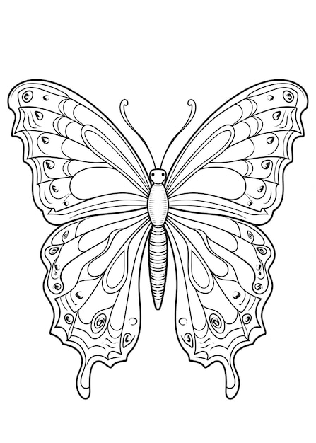 Butterfly Coloring Page Butterfly Line Art coloring page Butterfly Outline Illustration For Coloring Page Animals Coloring Page Butterfly Coloring Pages and Book AI Generative