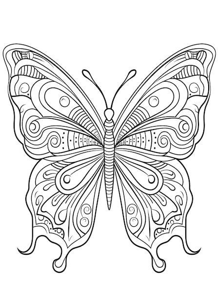 Butterfly Coloring Page Butterfly Line Art coloring page Butterfly Outline Illustration For Coloring Page Animals Coloring Page Butterfly Coloring Pages and Book AI Generative