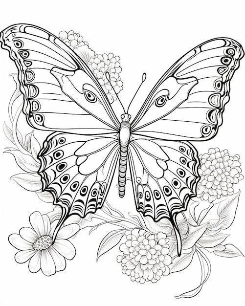 Photo butterfly coloring pages in style