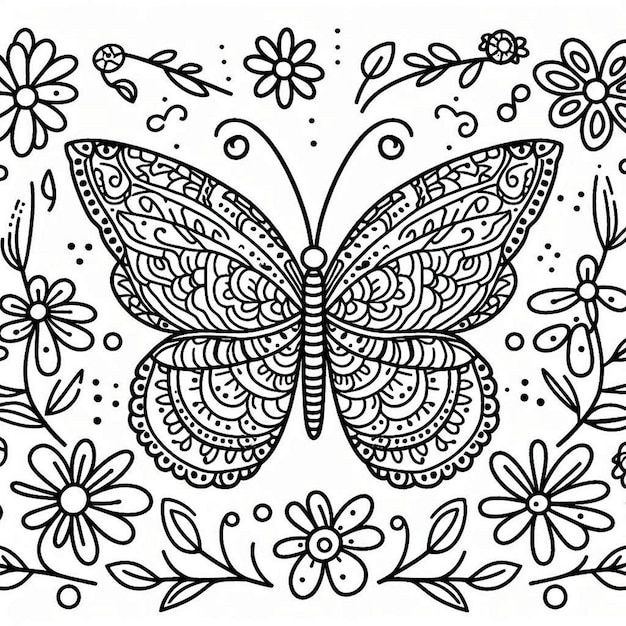 a butterfly drawing with a pattern on it