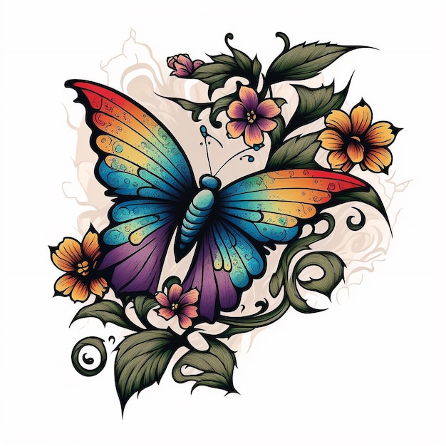 Photo butterfly flash tattoo design