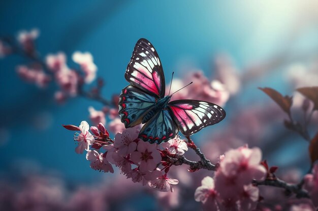 Butterfly on flower Generative AI