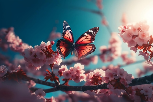 butterfly on flower Generative AI