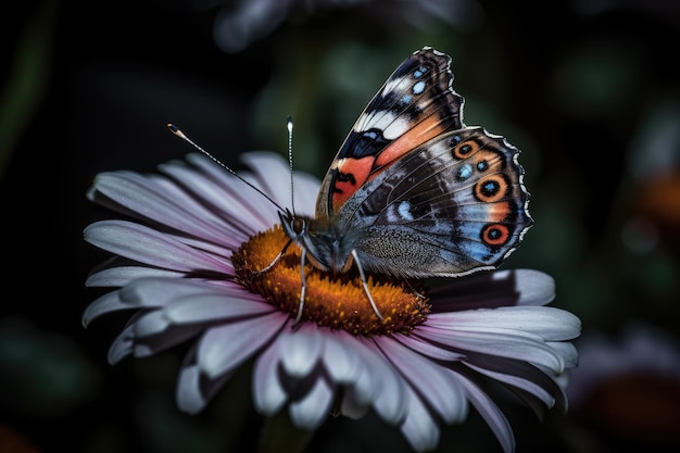 Butterfly on flower professional color grading soft generative ai