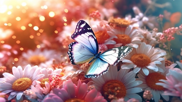 A butterfly on a flower wallpaper