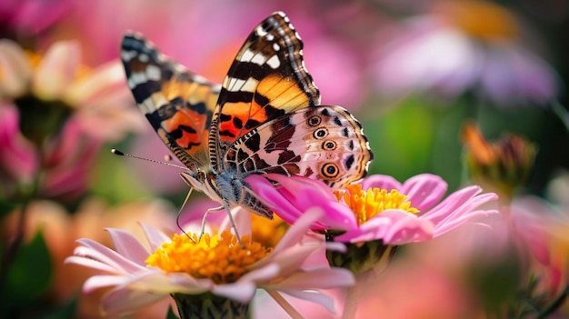 a butterfly on a flower with a butterfly on it