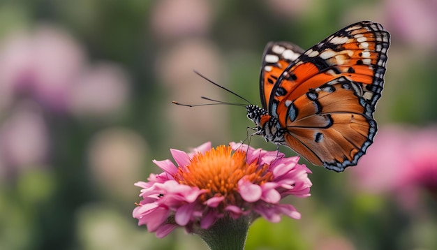 a butterfly on a flower with purple petals and the words butterfly