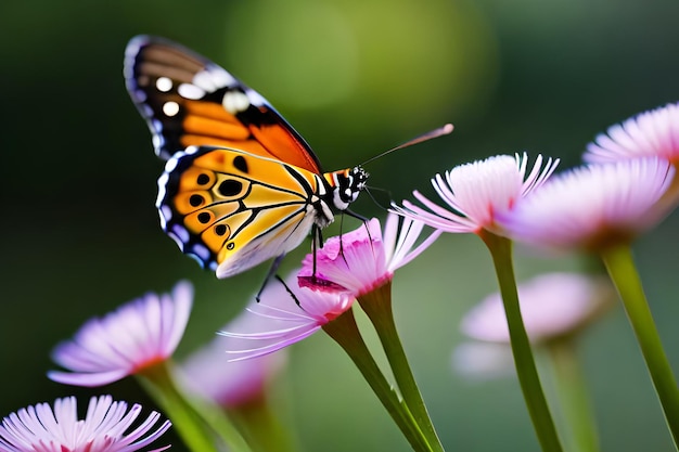 A butterfly on a flower with the word butterfly on it