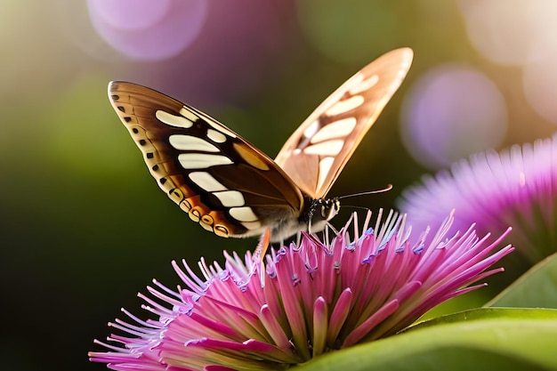 A butterfly on a flower with the word butterfly on it