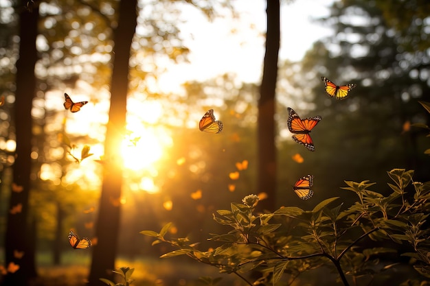 butterfly flying over flowers