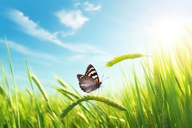 butterfly on grass Generative AI