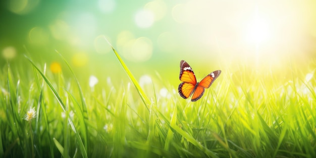 A butterfly on a green grass