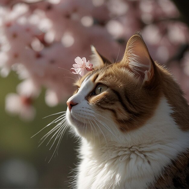 Photo butterfly_in_sakura_and_cat