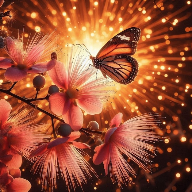 a butterfly is flying over a flower with the words butterfly on it