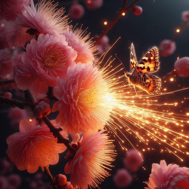 a butterfly is flying through a flower with the words butterfly