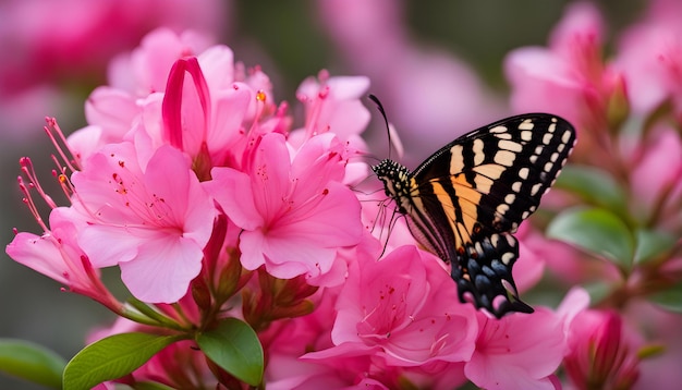 a butterfly is on a pink flower with the butterfly on it