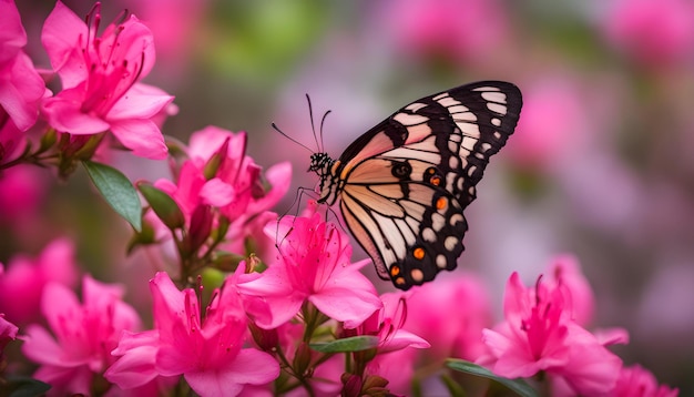 a butterfly is on a pink flower with the number 3 on it