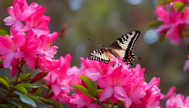 a butterfly is on a pink flower