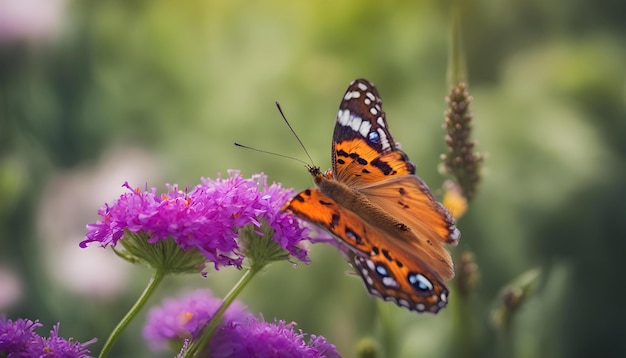 a butterfly is on a purple flower with the number 3 on it