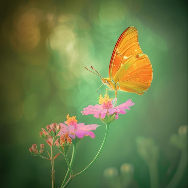 A butterfly is sitting on a flower