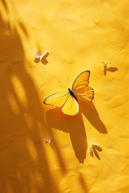 Photo a butterfly is on a yellow background with butterflies