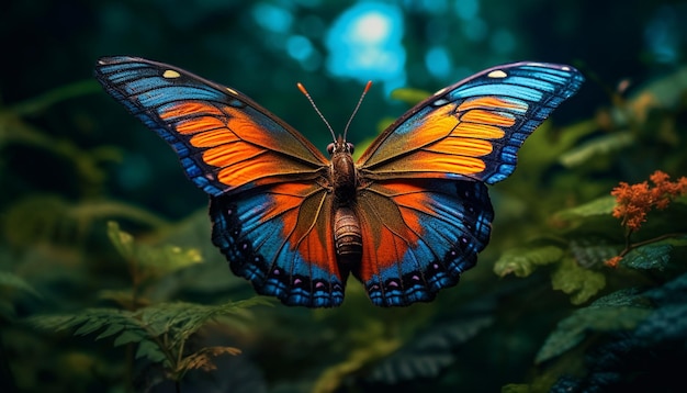 Butterfly in nature vibrant colors flying beauty in natural patterns generated by artificial intelligence