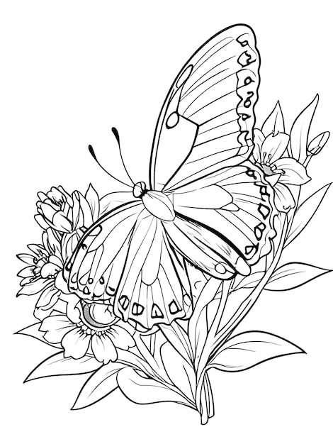 butterfly outline illustration coloring page