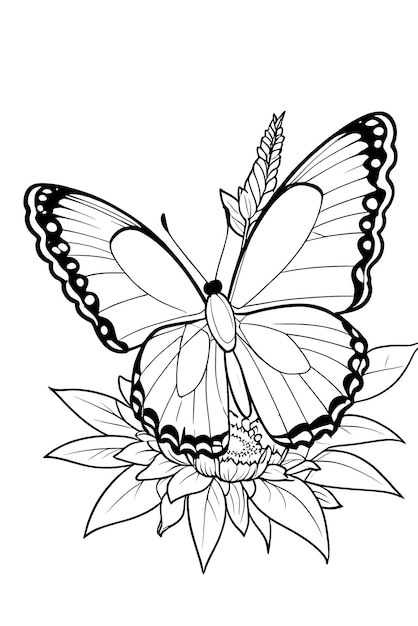 butterfly outline illustration coloring page