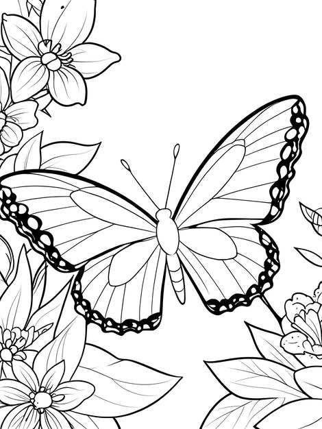 Photo butterfly outline illustration coloring page