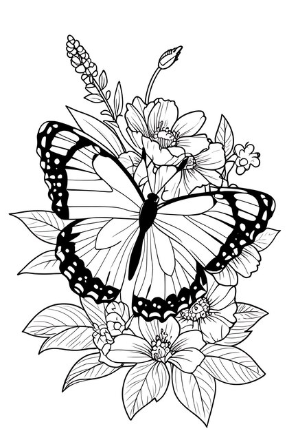 butterfly outline illustration coloring page