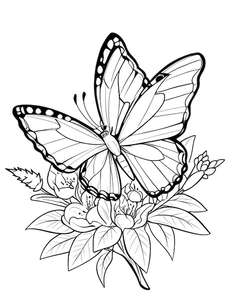 butterfly outline illustration coloring page