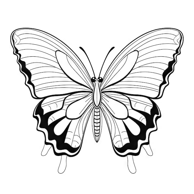 Butterfly outline with linear flat details Coloring page