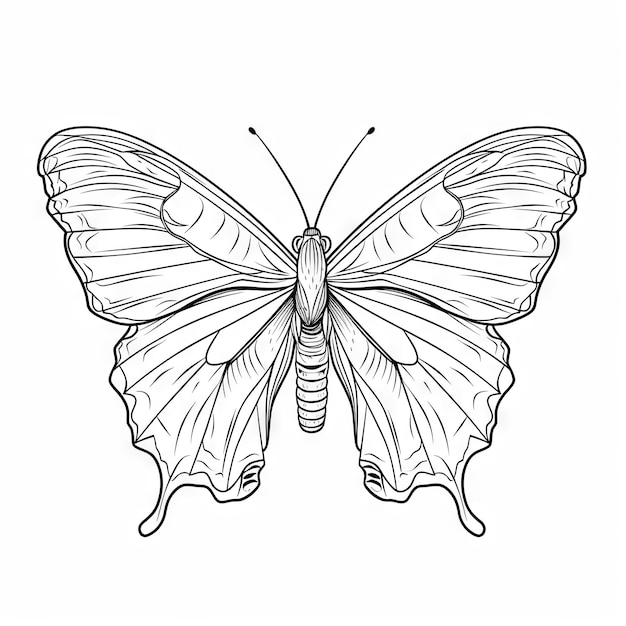 Butterfly outline with linear flat details Coloring page