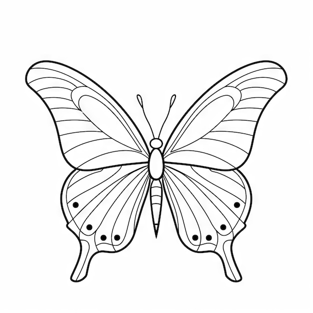 Butterfly outline with linear flat details Coloring page