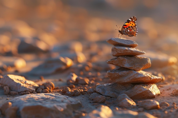 Photo butterfly perched on rocky outcropping