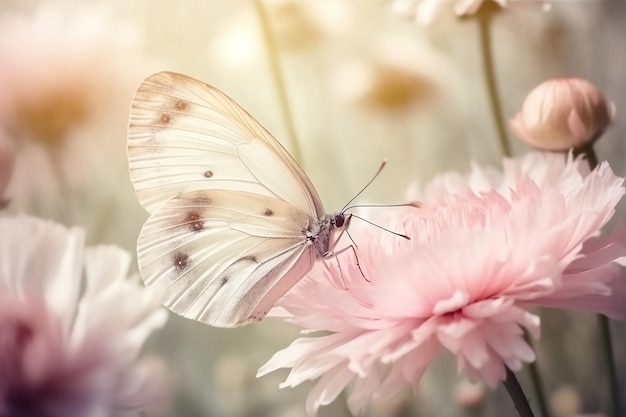 butterfly on pink flower Generative AI