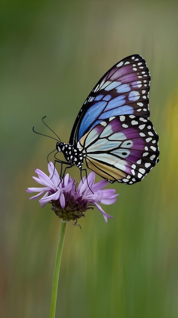 Photo a butterfly pnted with a purple and blue color