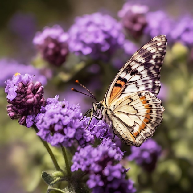 butterfly pollinating on flower generative ai