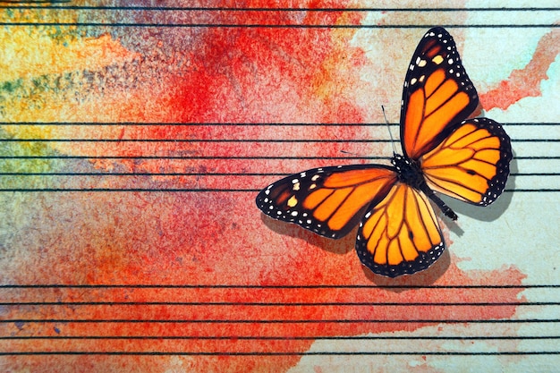 Butterfly on a sheet of music