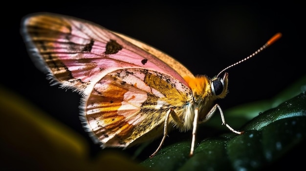 Photo a butterfly sits on a flower in the dark.