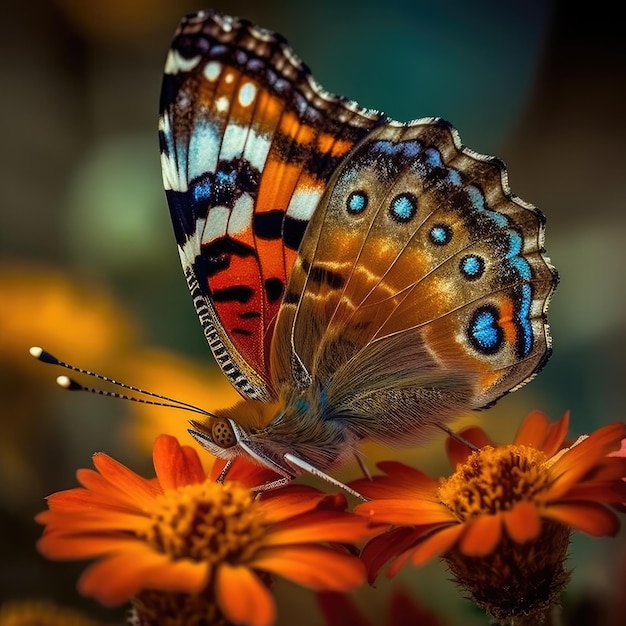 A butterfly sits on a flower with the word butterfly on it.