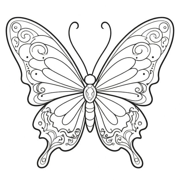 butterfly tattoo line art white background