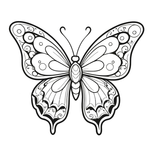 butterfly tattoo line art white background