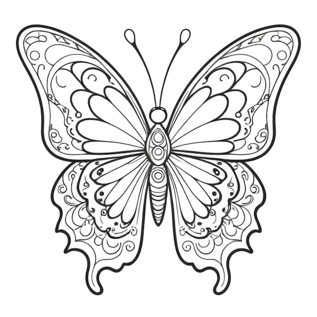 butterfly tattoo line art white background