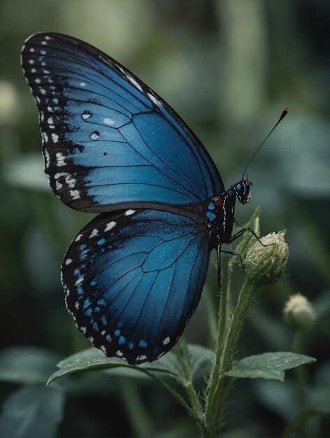 Photo a butterfly that is blue and black