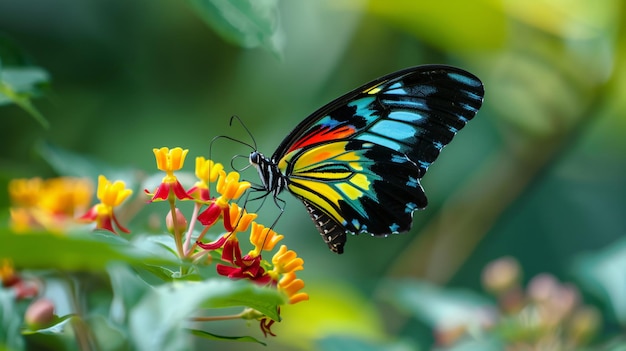 a butterfly that is blue and yellow