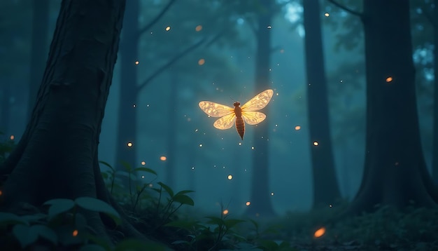 Photo a butterfly that is flying in the forest